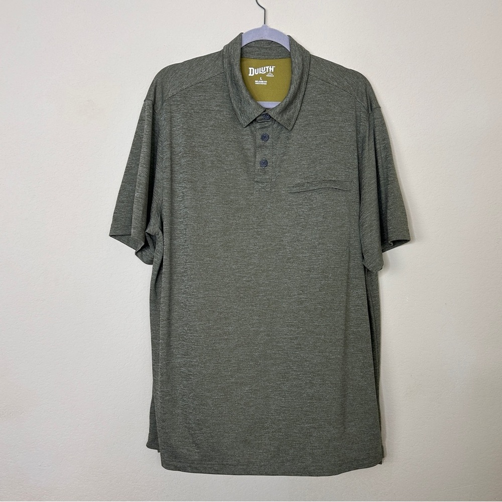 Duluth Trading Nylon Short Sleeve Button Up Polo Mens Size L Relaxed Fit
